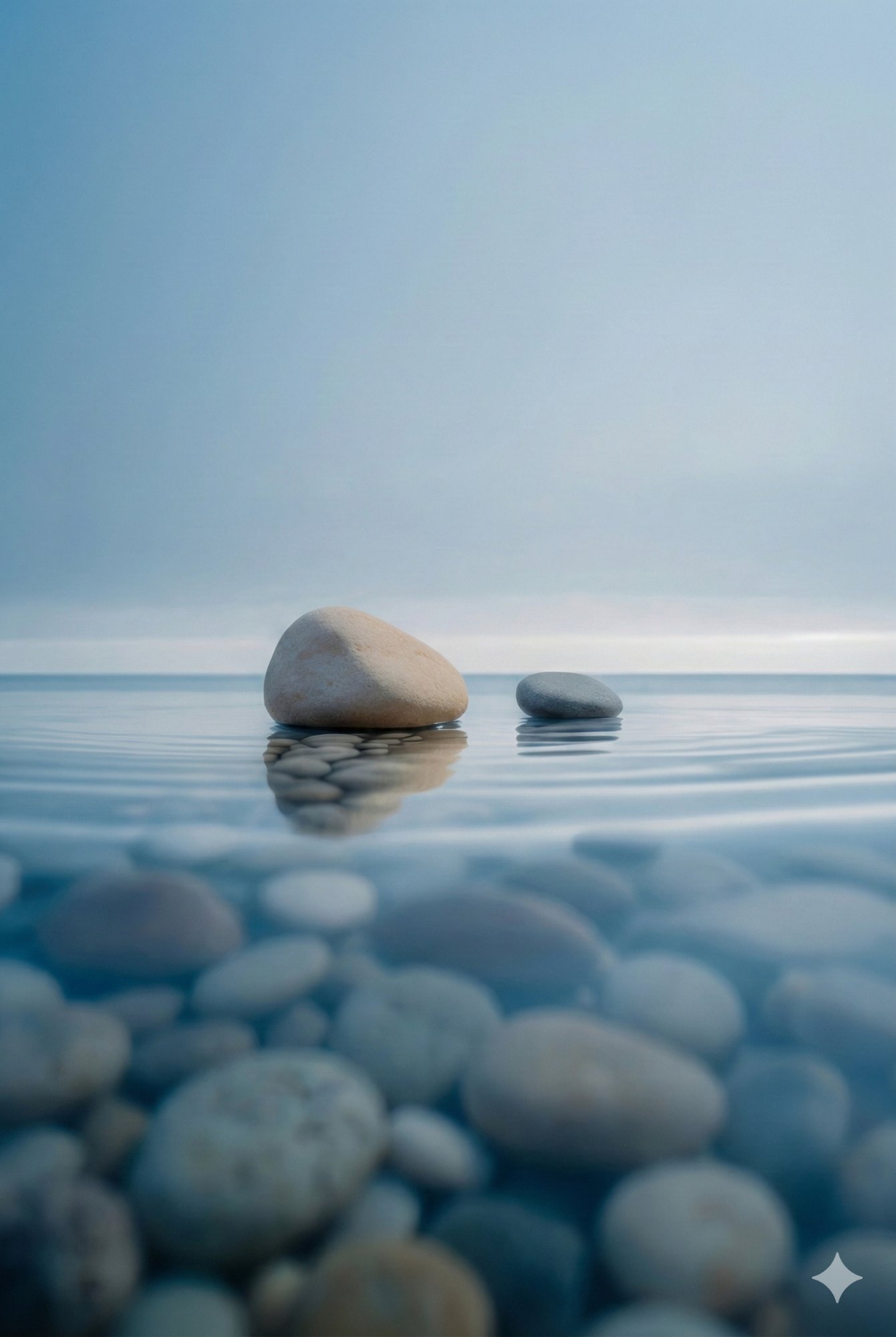 Serene water with smooth stones representing calm and healing at Still Waters Massage